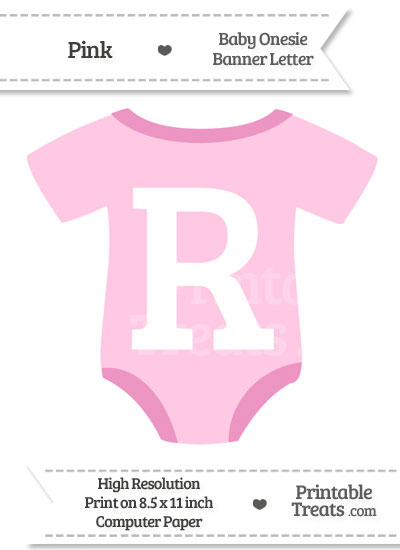 Pink Baby Onesie Shaped Banner Letter R from PrintableTreats.com
