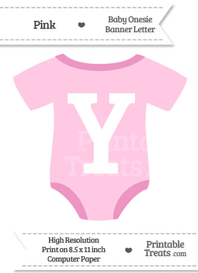 Pink Baby Onesie Shaped Banner Letter Y from PrintableTreats.com