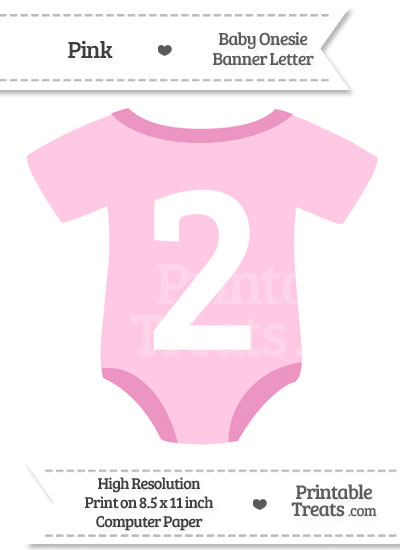 Pink Baby Onesie Shaped Banner Number 2 from PrintableTreats.com