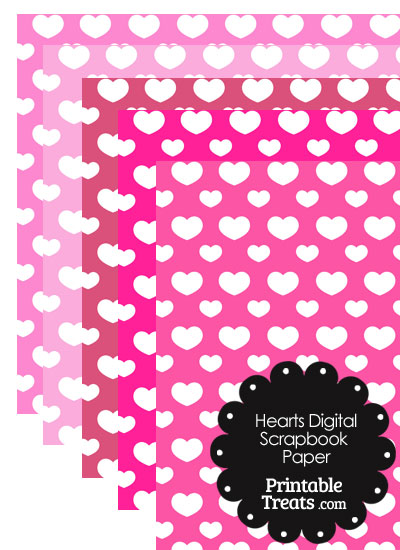 Pink Background Heart Digital Scrapbook Paper from PrintableTreats.com