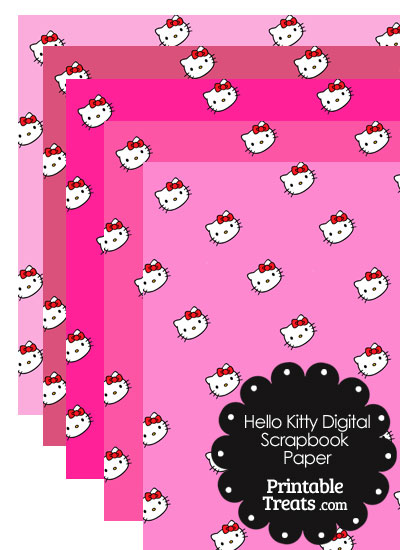 Pink Background Hello Kitty Digital Scrapbook Paper from PrintableTreats.com