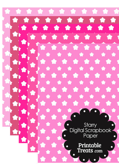 Pink Background Star Digital Scrapbook Paper from PrintableTreats.com