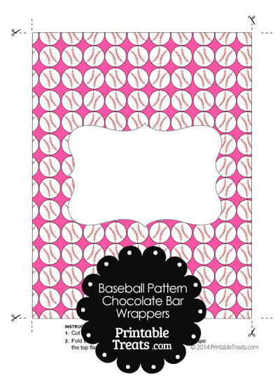 Pink Baseball Pattern Chocolate Bar Wrappers from PrintableTreats.com