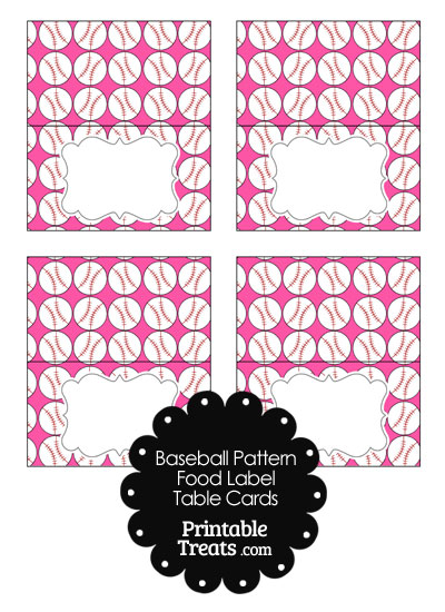 Pink Baseball Pattern Food Labels from PrintableTreats.com