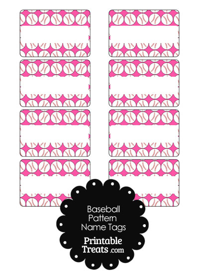 Pink Baseball Pattern Pink Baseball Pattern Name Tags — Printable Treats.com