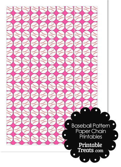 Pink Baseball Pattern Paper Chains from PrintableTreats.com