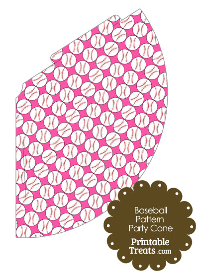 Pink Baseball Pattern Party Cone from PrintableTreats.com