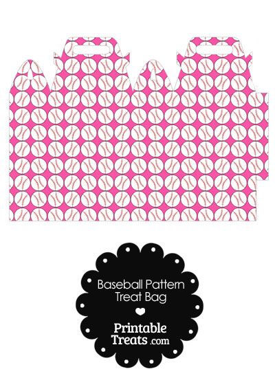 Pink Baseball Pattern Treat Bag from PrintableTreats.com