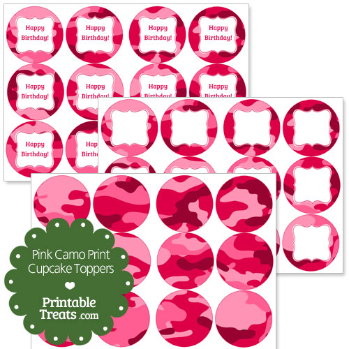 pink camo cupcake toppers