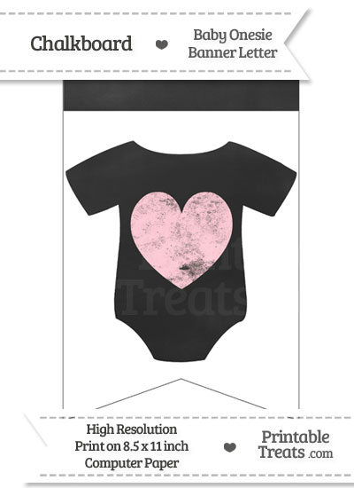 Pink Chalk Baby Onesie Bunting Banner Heart End Flag from PrintableTreats.com