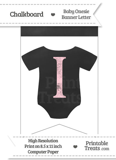 Pink Chalk Baby Onesie Bunting Banner Letter I from PrintableTreats.com