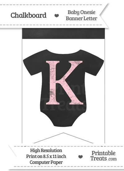 Pink Chalk Baby Onesie Bunting Banner Letter K from PrintableTreats.com