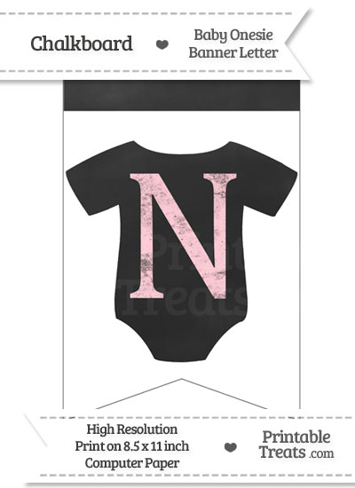 Pink Chalk Baby Onesie Bunting Banner Letter N from PrintableTreats.com