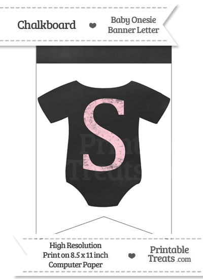 Pink Chalk Baby Onesie Bunting Banner Letter S from PrintableTreats.com