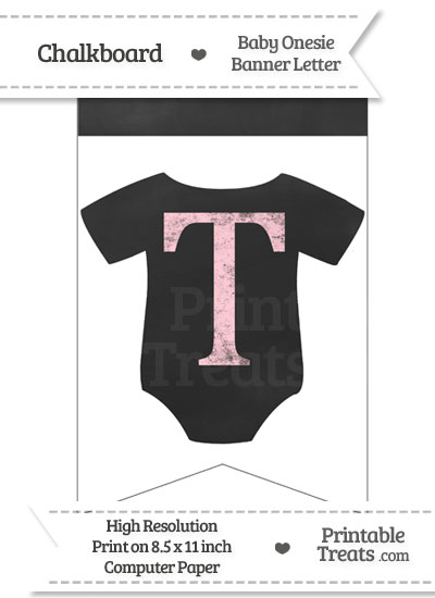 Pink Chalk Baby Onesie Bunting Banner Letter T from PrintableTreats.com