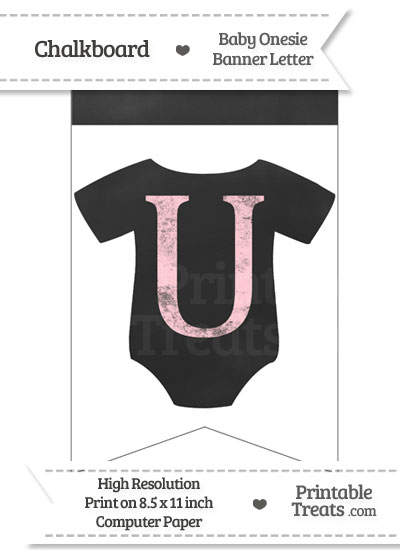 Pink Chalk Baby Onesie Bunting Banner Letter U from PrintableTreats.com