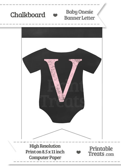 Pink Chalk Baby Onesie Bunting Banner Letter V from PrintableTreats.com