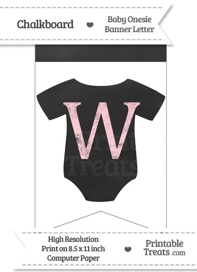Pink Chalk Baby Onesie Bunting Banner Letter W from PrintableTreats.com