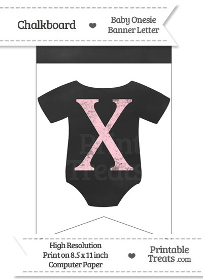 Pink Chalk Baby Onesie Bunting Banner Letter X from PrintableTreats.com