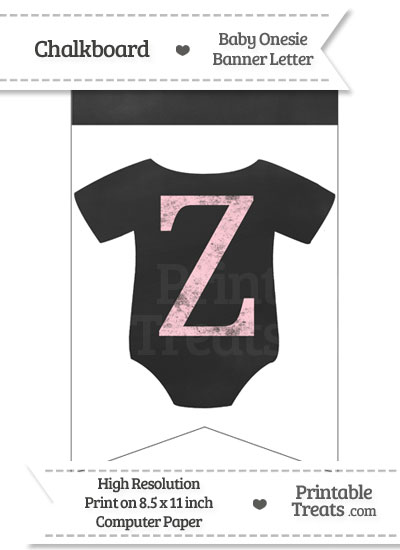 Pink Chalk Baby Onesie Bunting Banner Letter Z from PrintableTreats.com