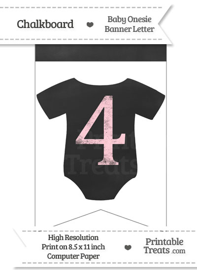 Pink Chalk Baby Onesie Bunting Banner Number 4 from PrintableTreats.com