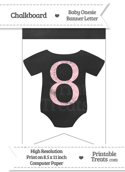 Pink Chalk Baby Onesie Bunting Banner Number 8 from PrintableTreats.com