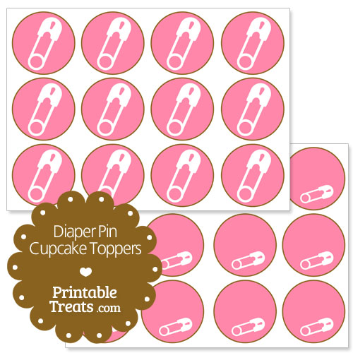 pink diaper pin cupcake topper