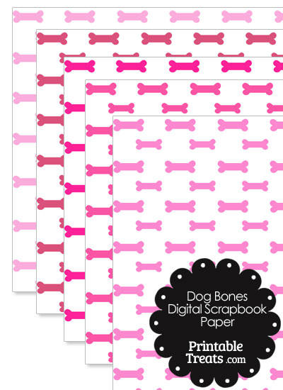 Pink Dog Bone Digital Scrapbook Paper from PrintableTreats.com