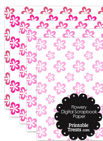 Pink Flower Digital Scrapbook Paper from PrintableTreats.com