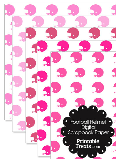 Pink Football Helmet Digital Scrapbook Paper from PrintableTreats.com