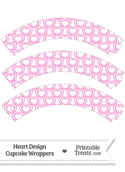 Pink Heart Design Cupcake Wrappers from PrintableTreats.com