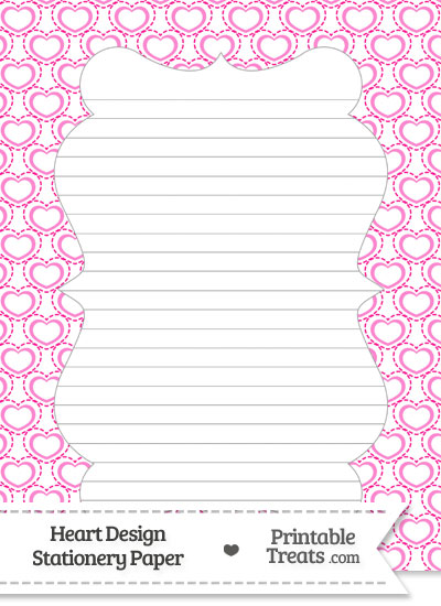 Pink Heart Design Stationery Paper from PrintableTreats.com