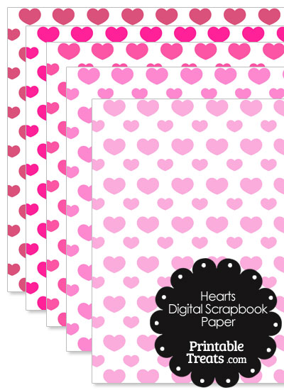 Pink Hearts Digital Scrapbook Paper from PrintableTreats.com