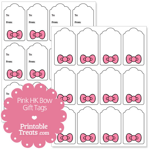 pink Hello Kitty bow gift tags