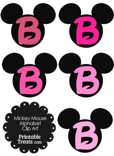 Pink Mickey Mouse Head Letter B Clipart from PrintableTreats.com