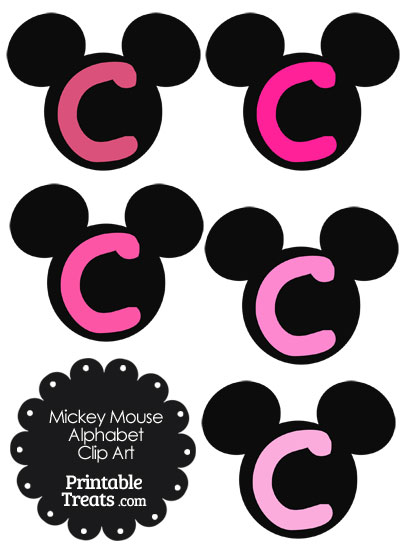 Pink Mickey Mouse Head Letter C Clipart from PrintableTreats.com