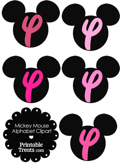 Pink Mickey Mouse Head Letter Y Clipart from PrintableTreats.com