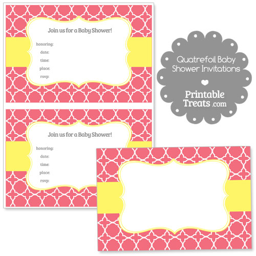 pink quatrefoil baby shower invitation
