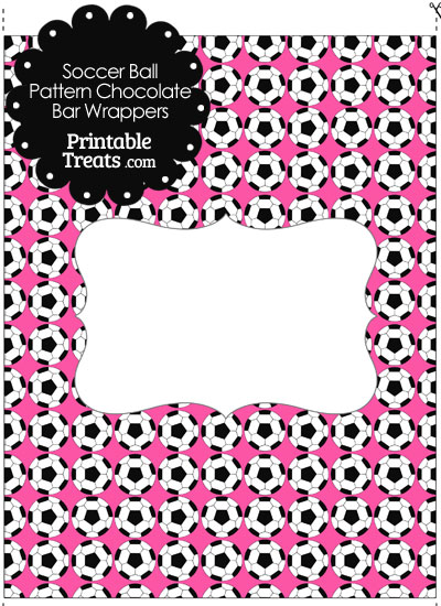 Pink Soccer Ball Pattern Chocolate Bar Wrappers from PrintableTreats.com