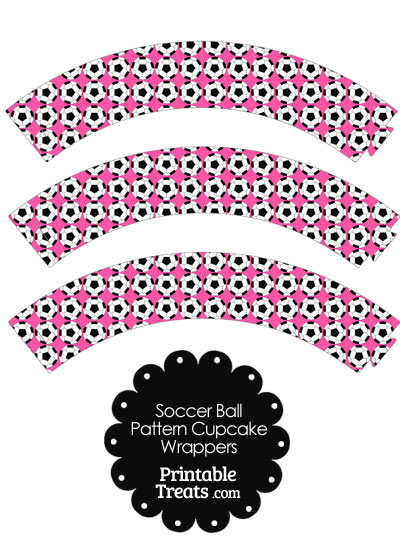 Pink Soccer Ball Pattern Cupcake Wrappers from PrintableTreats.com