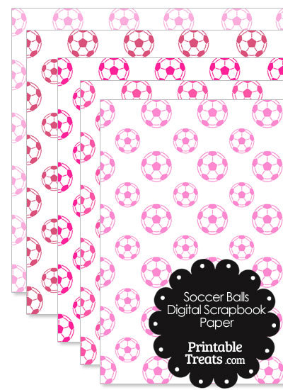 Pink Soccer Digital Scrapbook Paper from PrintableTreats.com