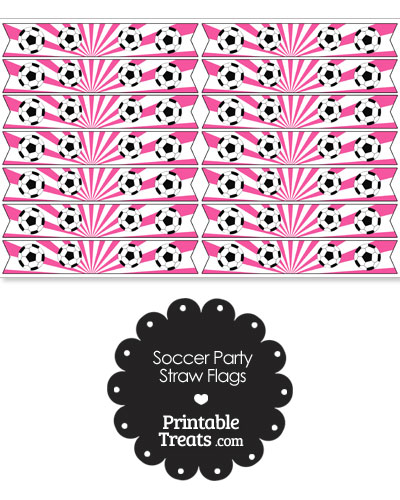 Pink Soccer Party Straw Flags from PrintableTreats.com