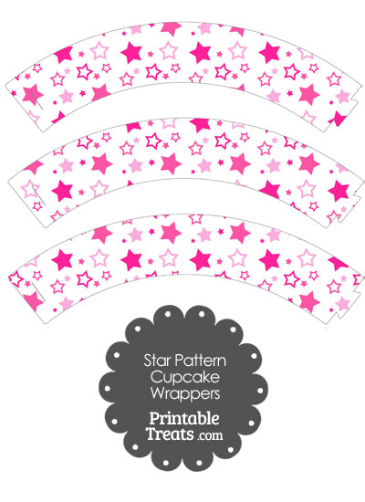 Pink Star Pattern Cupcake Wrappers from PrintableTreats.com