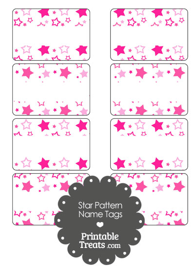 Pink Star Pattern Name Tags from PrintableTreats.com