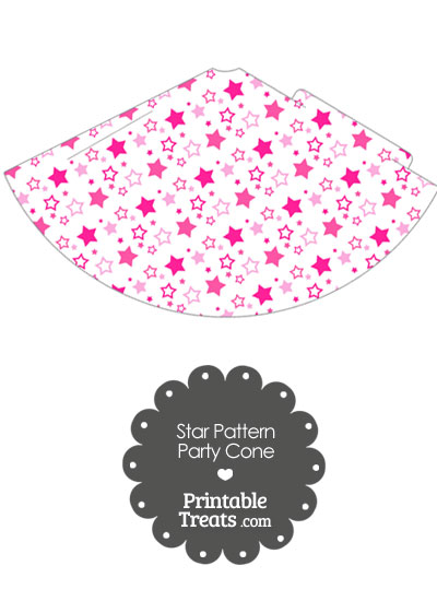 Pink Star Pattern Party Cone from PrintableTreats.com