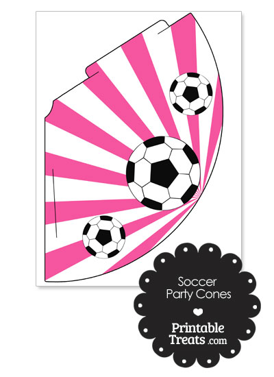 Pink Sunburst Soccer Party Cones from PrintableTreats.com