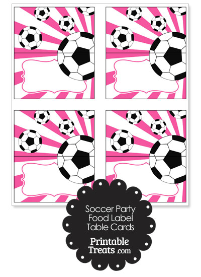 Pink Sunburst Soccer Party Food Labels from PrintableTreats.com