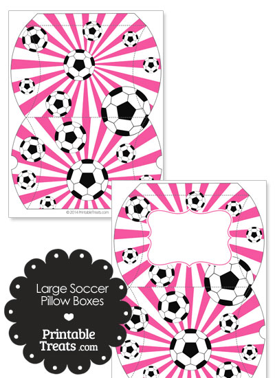 Pink Sunburst Soccer Party Large Pillow Boxes from PrintableTreats.com