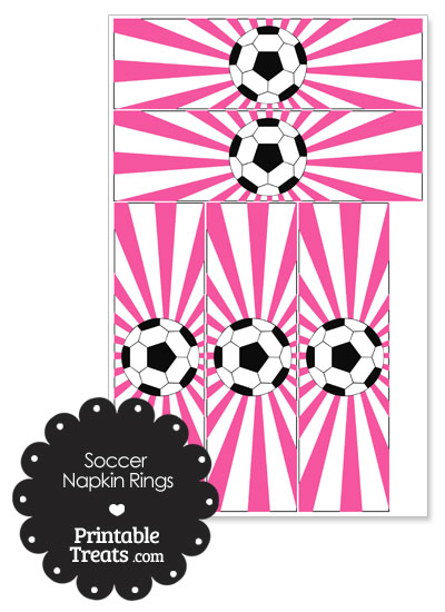 Pink Sunburst Soccer Party Napkin Rings from PrintableTreats.com