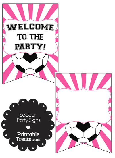 Pink Sunburst Soccer Party Signs from PrintableTreats.com